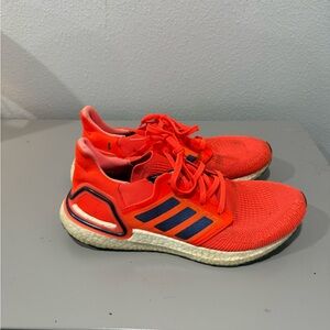 Adidas Ultraboost Solar Red Running Shoes with Navy Accents